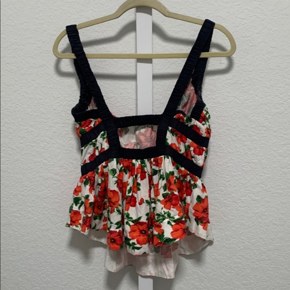 Maeve Ditali Red Floral Black Trim Tank Top - Picture 7 of 13